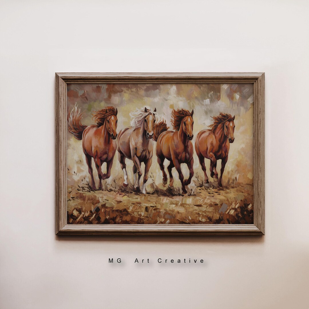 Rustic Horse Design Wild Horses Art Print: Rustic Equine Wall Decor (digital Download) - Etsy