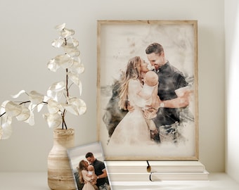 Custom Watercolor Portrait | Family Portrait art | Lover photo draw Gift | Personalized | Watercolor Picture | Memorial Drawing print