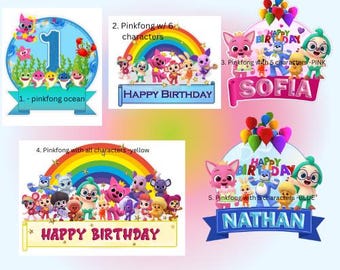 SOLO DOWNLOAD DIGITALE - Decorazione per torta PinkFong - (Scegli le varianti)