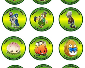 SOLO DOWNLOAD DIGITALE - Plant vs zombies cupcake topper 12s (puoi richiedere il tuo personaggio preferito)