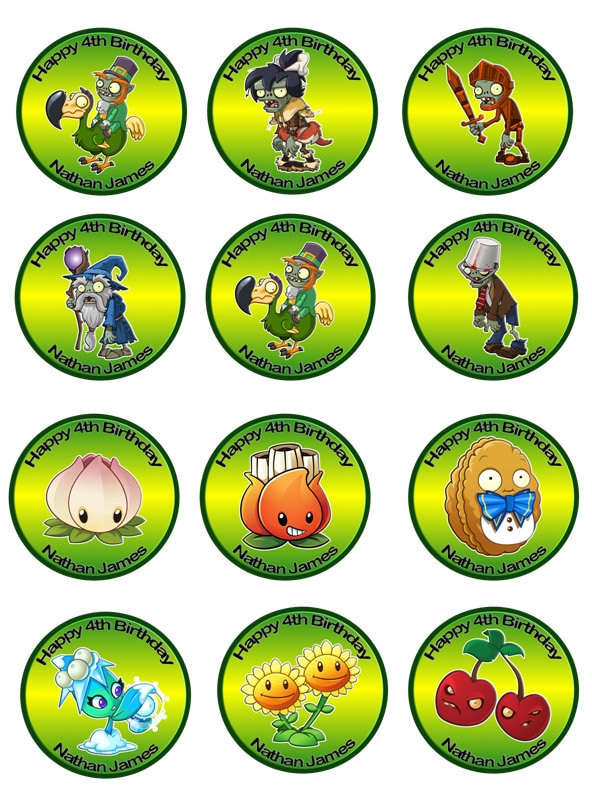 DIGITAL DOWNLOAD ONLY - Plant Vs Zombies Cupcake Topper 12s (you May ...