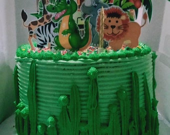 SOLO download digitale - Topper per torta di compleanno Safari (numeri 1-3)