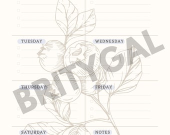 Pink and Beige Floral Weekly Planner PDF PNG Digital Download - Etsy