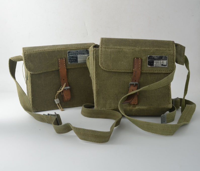 Vintage Technical headquarters messenger bag, Polish army shoulder bag, military surplus zdjęcie 6