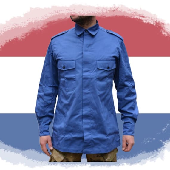 Camisa de trabajo militar con mangas largas del ejercito holandes azul nueva excedente militar Etsy Espana