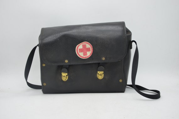 Black, leather military shoulder bag, Polish army… - image 2