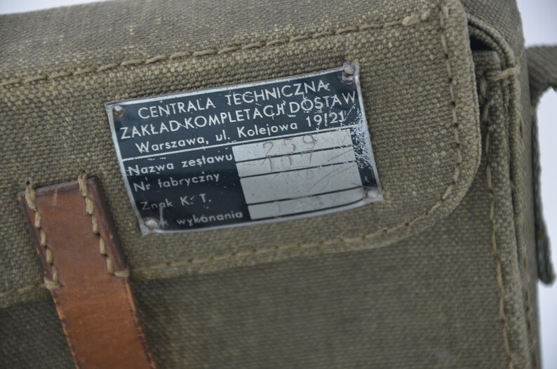 Vintage Technical headquarters messenger bag, Polish army shoulder bag, military surplus image 2