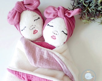 Doudou Baby Turban, Lovely Baby Blanket, Muslin Security Blanket, Boho Baby Blanket, Organic Cotton Baby Blanket, Infant Soft Active Toy