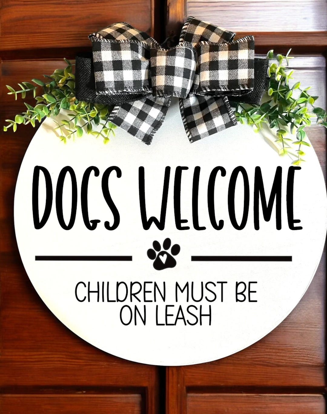Funny Dogs Welcome Sign: Children on Leash, Front Door Decor - Etsy