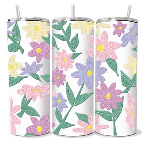 Crochet inspired Flower 20 oz Tumbler with Hidden Political Message FDT Feminist Humor Stainless Steel Cup