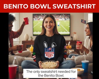 Benito Bowl 2026 Bunny Logo Sweatshirt | Political Sports | Patriotic Sleeve Art