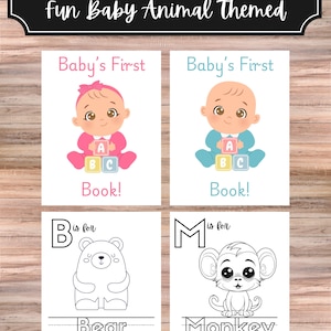 ABC Baby Shower Coloring Book – Printable Download, Baby Shower Activity, Alphabet Animal Coloring Pages, Educational Gift Idea