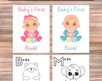 ABC Baby Shower Coloring Book – Printable Download, Baby Shower Activity, Alphabet Animal Coloring Pages, Educational Gift Idea