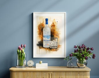 Watercolor Alcohol Bottle Clipart Liquor & Cocktail Drink Art Hennessy, Jack Daniels, Patron, Titos  Bar Decor Digital Download"