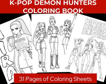 K-Pop Demon Hunters Coloring Pages | 31-Page Printable Coloring Book | Fan-Inspired K-Pop Fantasy Art for Kids & Teens