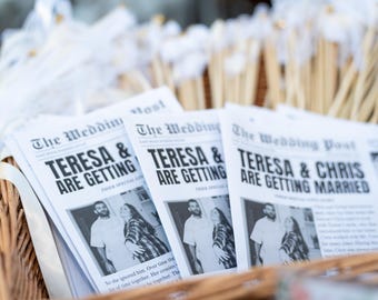 Custom Wedding Newspaper Template – 8 Page Editable Canva Design | Printable at Home - Unique & Fun Wedding Keepsake