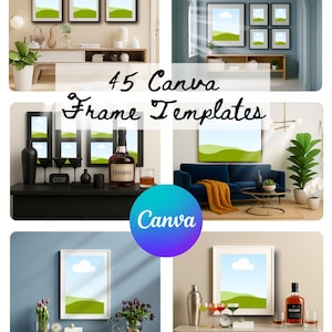 Digital Art Frame Mockup Bundle 45 Canva Frame Mockup Bundle, Bundle Wall Art Mockup for Canva, Frame Mockup Templates, Picture Frame Mockup