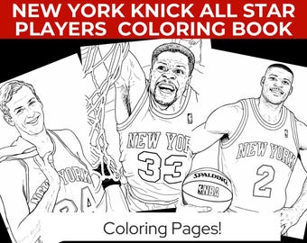 New York Knicks Top 25 Players of All Time Coloring Book | NYK Legends Coloring Pages | Basketball Fan Art | Printable Sports Coloring