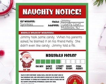 EDITABLE Santa's Naughty List Notification Notice Letter, Naughty List Warning,  Elf Warning Letter, Letter from Santa Naughty Nice List