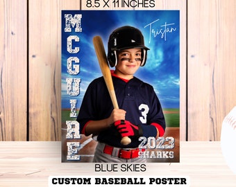 Custom Digital Sports Background Tball Backdrop | Baseball Player Gift | Baseball Memory Mates | Senior Night Softball Banquet Gift