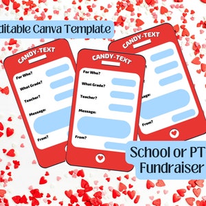 Valentine's Day Text Candy Gram, School Fundraiser Flyer PTA PTO Valentine Events, EDITABLE Candy Gram Text, Printable School Fundraiser