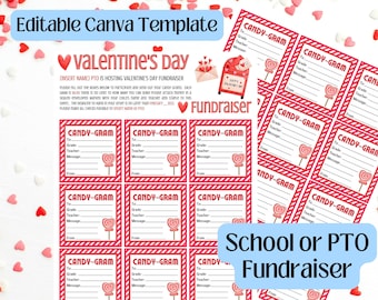 Valentine's Day Candy Gram, School Daycare Fundraiser PTA PTO Nonprofit Valentine Events, EDITABLE Candy Gram Text Phone, Printable Flyer