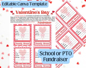 Valentine's Day Candy Gram Fundraiser, School Daycare PTA PTO Nonprofit Valentine Events, EDITABLE Candy Gram Text Phone, Printable Flyer