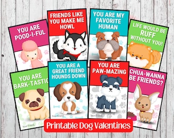 Dog Valentines for Kids, School Valentines, Class Valentines, Valentine Card Exchange, Printable Valentines for Kids, Valentines Party