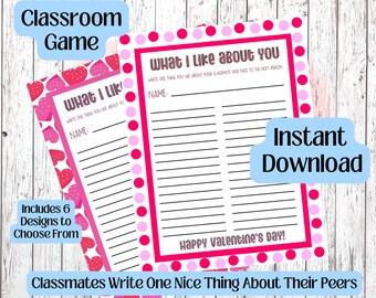 Valentine's Day Printable Classroom Game, School Party Games For Kids, Friend, Family, School, PTA, PTO Class Mom, Valentine Candy Gram Game