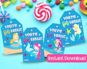 Cute Mermaid Valentines, School Valentines Card, Class Valentines, Valentine Exchange, Printable Valentines for Kids Girls, Valentines Party