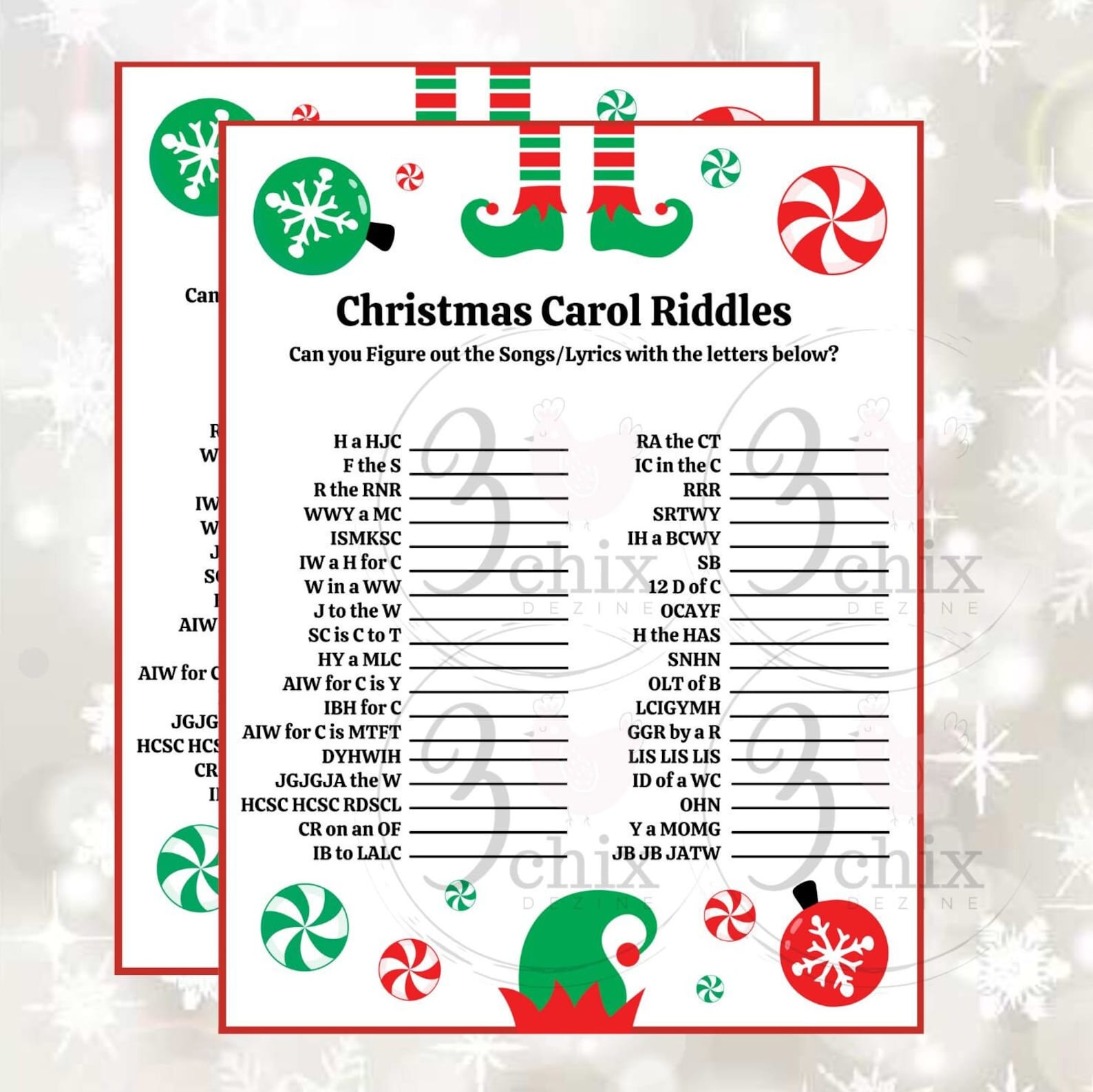 Christmas Carol Riddle Printable