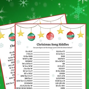 Christmas Song Game, Letter Riddle, - Etsy