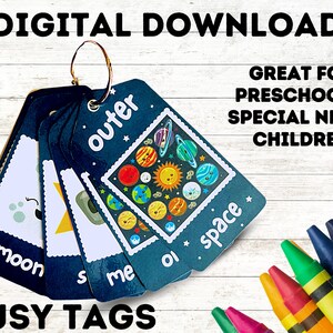 Space Busy Tags | Pre-School Cards | Autism Resources | Special Needs | Printable Flashcards | Homeschool Montessori Flashcards Materials