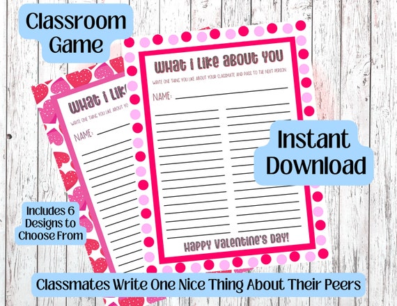 Valentine's Day Printable Classroom Game, School Party Games For Kids, Friend, Family, School, PTA, PTO Class Mom, Valentine Candy Gram Game
