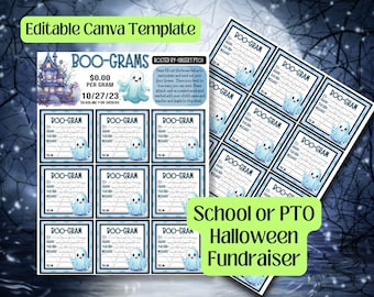 Halloween Ghost Candy Gram | School Daycare Fundraiser PTA PTO Nonprofit Halloween Events | EDITABLE Candy Boo Gram Spooky | Printable Flyer