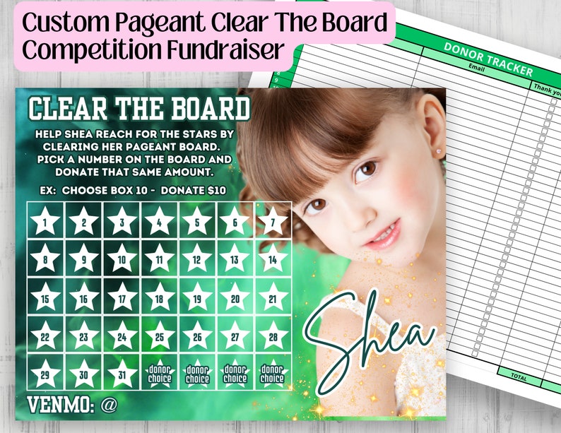 Clear the Board Pageant Custom Photo Fundraiser Pick A Date Etsy