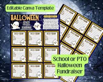 Halloween Night Ghost Candy Gram | School Daycare Fundraiser PTA PTO Nonprofit Halloween Events | EDITABLE Candy Boo Gram | Printable Flyer