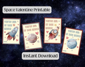 Sweet Space Valentines, Tarjeta de San Valentín Escolar, San Valentín de Clase, Intercambio de San Valentín, San Valentín Imprimible para Niños, Etiquetas de Fiesta de San Valentín