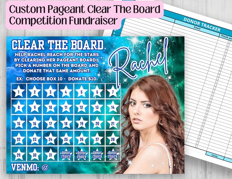Clear the Board Pageant Custom Photo Fundraiser Pick A Date Etsy