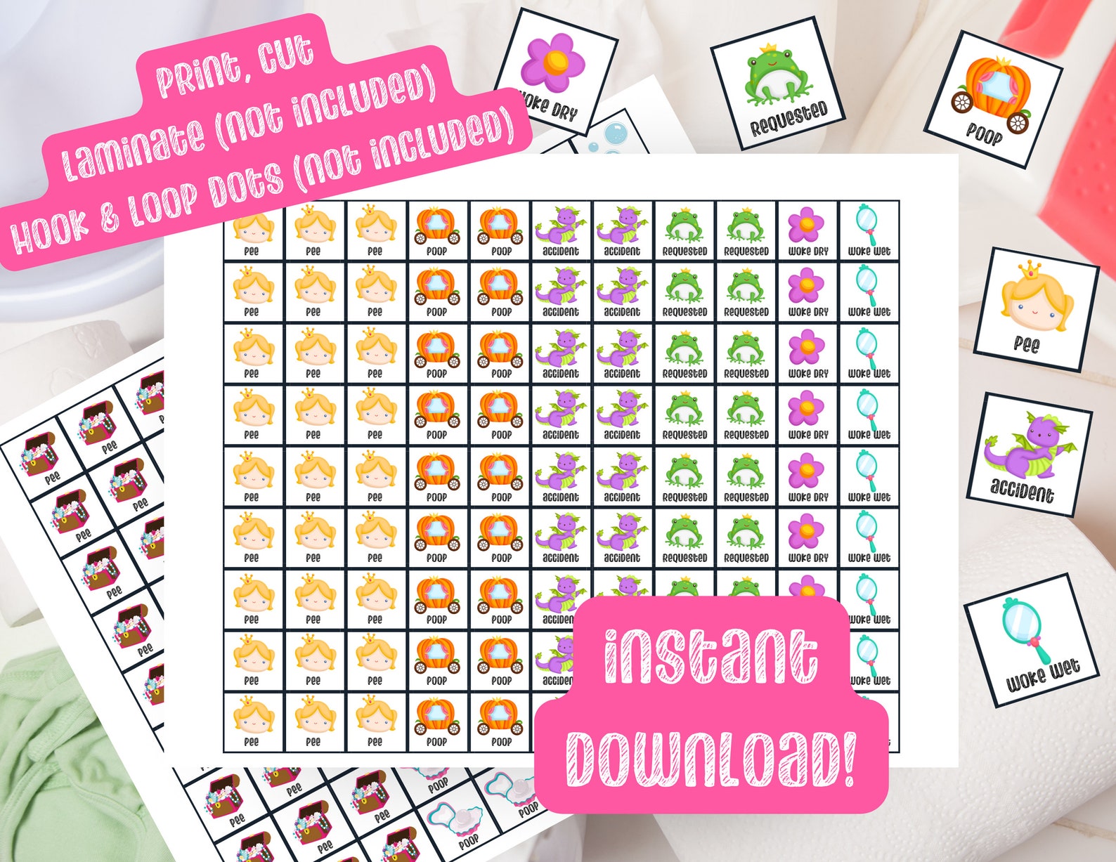 Princess Potty Training Chart | Toddler Potty Chart | Responsibility ...
