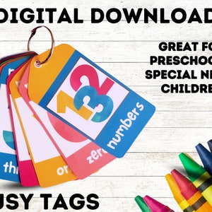 Numbers Busy Tags | Pre-School Cards | Autism Resources | Special Needs | Printable Flashcards | Homeschool Montessori Flashcard Materials