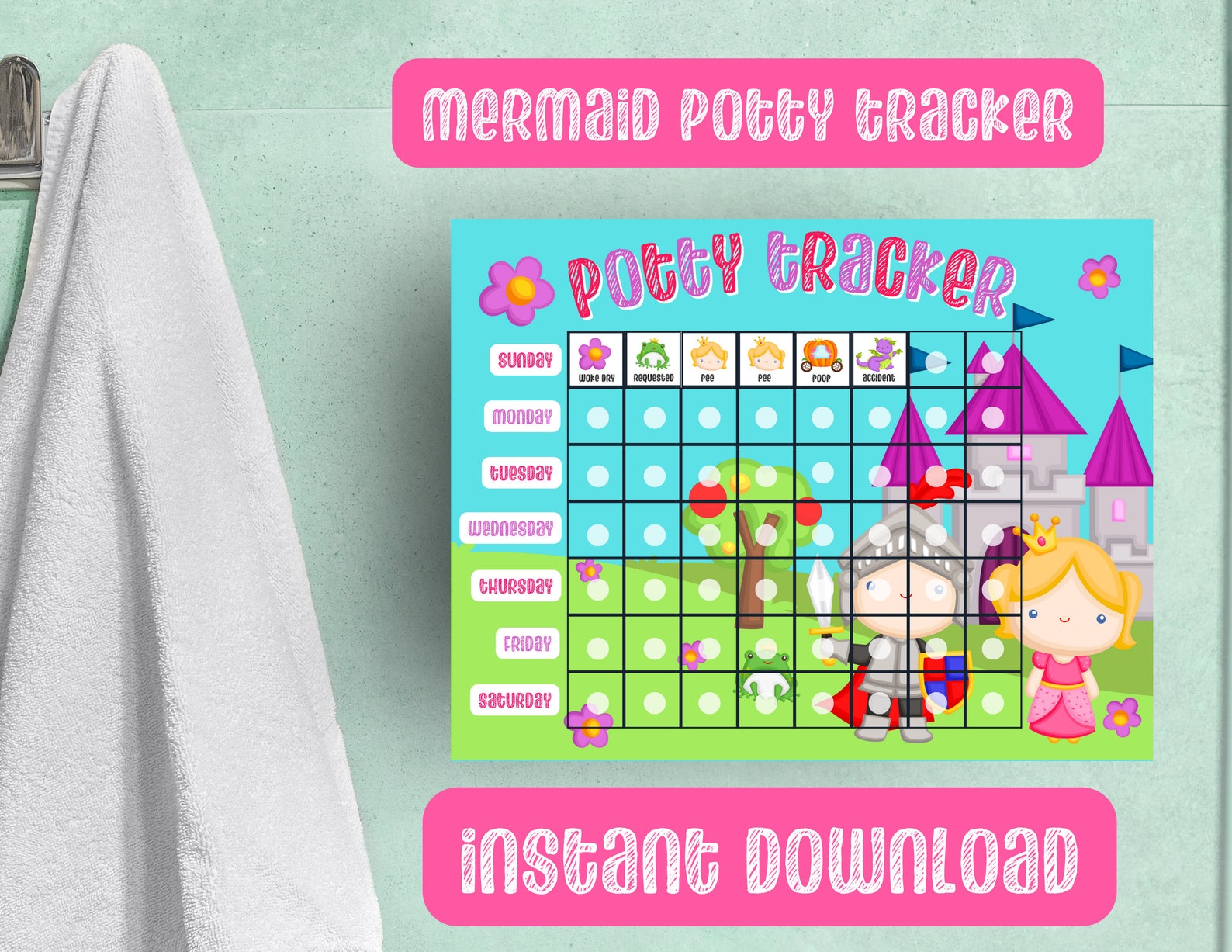 Princess Potty Training Chart | Toddler Potty Chart | Responsibility ...