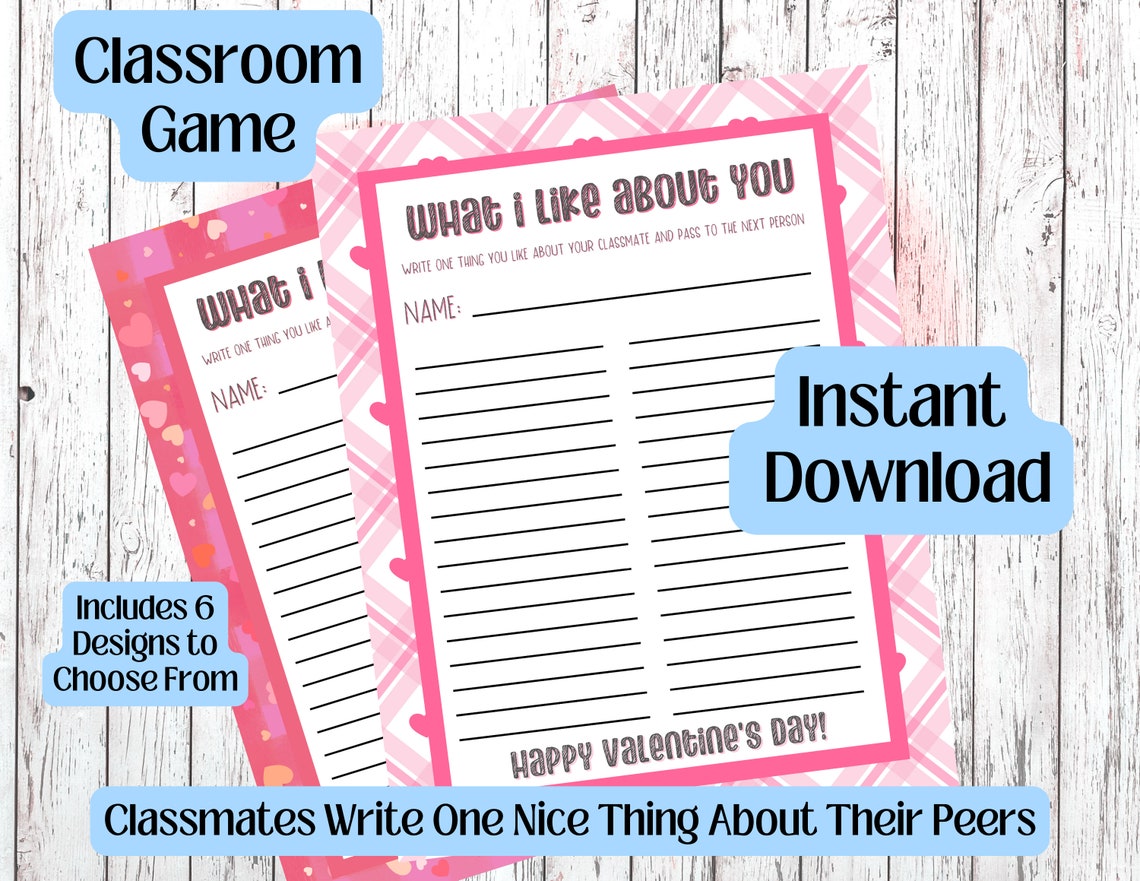 Valentine's Day Printable Classroom Game, School Party Games for Kids ...