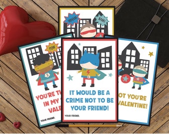 Little Superhero Valentines, School Valentine, Classroom Valentines, Class Valentine, Valentines for Boys, Printable Valentines Kids Party