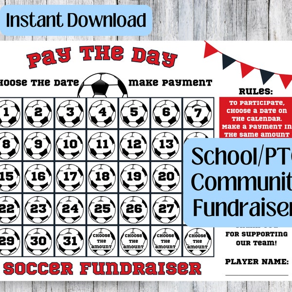 Soccer Pick a Date Calendar Fundraiser Etsy