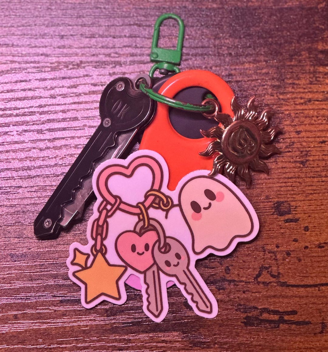 Cute Keychain Sticker – Ghost Charm Art – Glossy Vinyl – Kawaii Keys ...