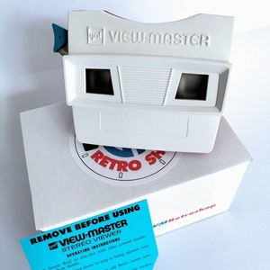 1970s Two-Tone gaf VIEW-MASTER Model G 3D Viewer (#2014) Bicentennial Edition Small Diffusers New Insert Card and Box
