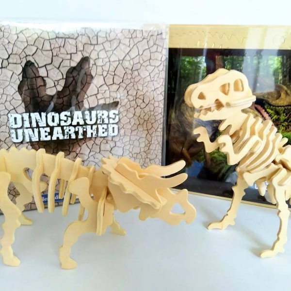 DINOSAURS UNEARTHED Herald Sun COMPLETE 14 Dinosaurs 3D Wooden Puzzle New Factory Sealed