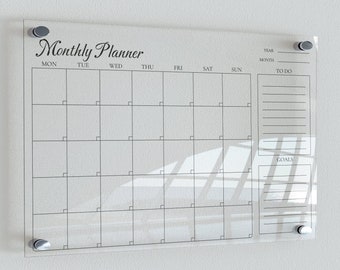 Acrylic Monthly Planner With 10 markers | Planner For Wall | Dry Erase Boards | Personalize Wall Planner | Dry Erase Monthly Calendar