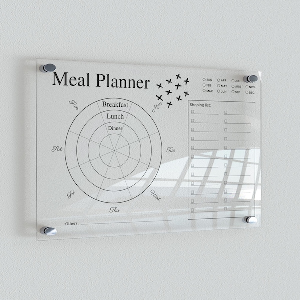 Transparent Weekly Diet Meal Schedule With 10 Colorful Markers for Wall | Personalized Kitchen Tracker | Kitchen  Tracker | Kitchen Planner